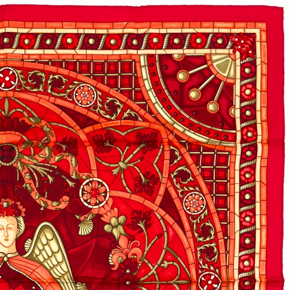 RARE! NOWT Hermes Scarf "Lumbers de Paris" in Red - Picture 8 of 13